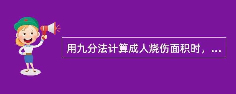 用九分法计算成人烧伤面积时，下列错误的是（　　）。