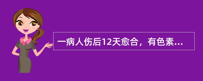 一病人伤后12天愈合，有色素沉着，当时烧伤深度为（　　）。