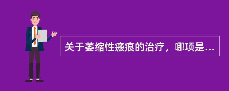 关于萎缩性瘢痕的治疗，哪项是不恰当的？（　　）