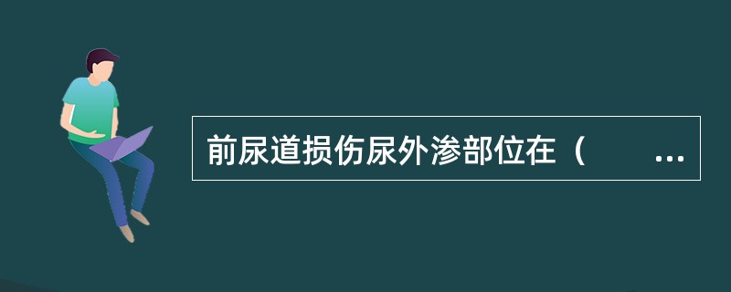 前尿道损伤尿外渗部位在（　　）。