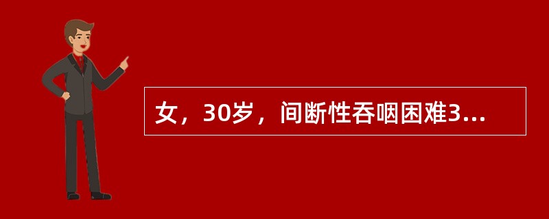 女，30岁，间断性吞咽困难3年，伴呕吐，呕吐物为潴留食物，食管钡餐造影见食管下段呈鸟嘴样狭窄，上段食管明显扩张。诊断考虑（　　）。