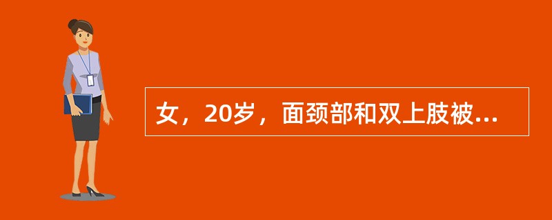 女，20岁，面颈部和双上肢被火焰烧伤，面颈部较肿胀，散在大小不等水疱；腐皮大部分脱落，创面基底红白相间，痛觉较迟钝。创面处理宜采用下列哪项治疗？（　　）