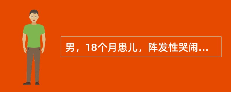 男，18个月患儿，阵发性哭闹一天，伴有呕吐，呕吐物内有蛔虫，腹痛时右上腹部可触及一肿块，轻压痛，右髂窝空虚，肠鸣音亢进，大便呈果酱样，蛔虫卵阳性，立位腹部X线平片见数个小液气平面，首先考虑为（　　）。