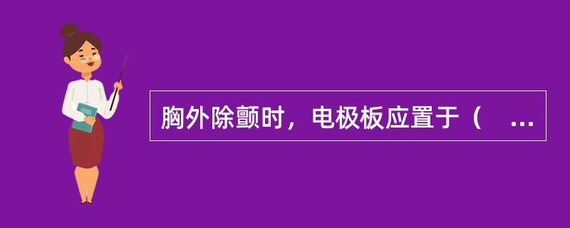 胸外除颤时，电极板应置于（　　）。