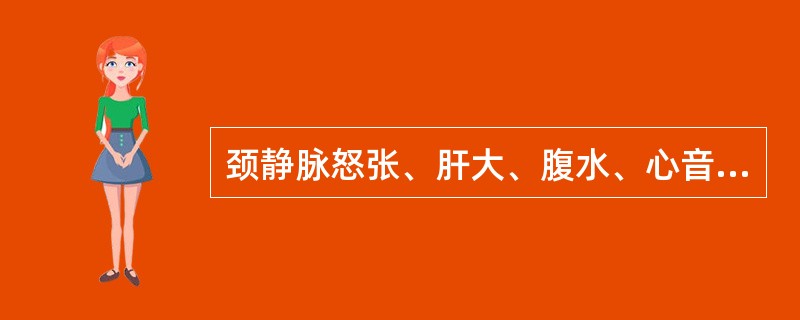 颈静脉怒张、肝大、腹水、心音遥远见于