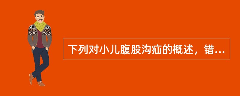 下列对小儿腹股沟疝的概述，错误的是