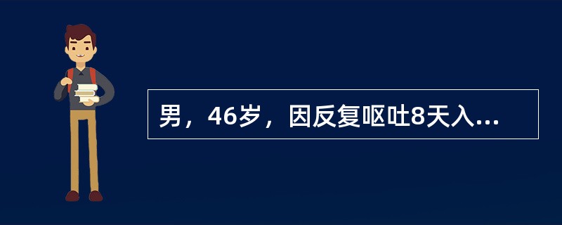 男，46岁，因反复呕吐8天入院，血清钠108mmol/L，脉搏120次/分，血压70/50mmHg。应诊断为