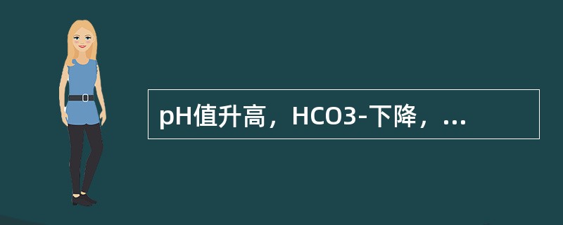 pH值升高，HCO3-下降，PaCO2下降（　　）。