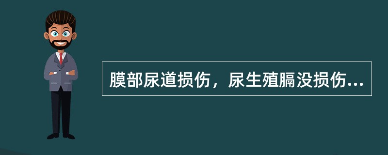 膜部尿道损伤，尿生殖膈没损伤时，尿外渗至（　　）。