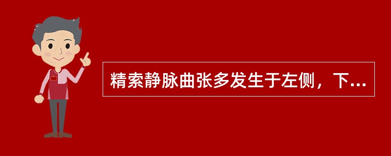 精索静脉曲张多发生于左侧，下列除外哪项均是其原因？（　　）