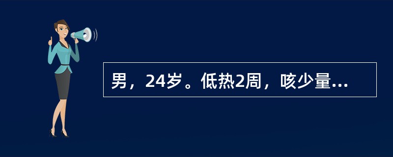 男，24岁。低热2周，咳少量痰，胸片示右上肺片块高密度影，边缘不清，并可见空洞形成。该患者最可能是下列哪项诊断？（　　）