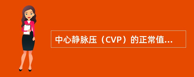 中心静脉压（CVP）的正常值是（　　）。