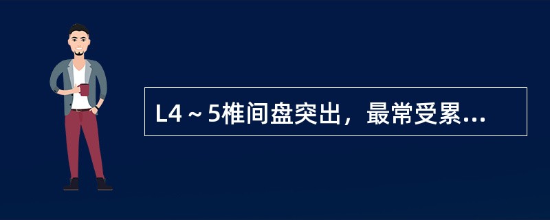 L4～5椎间盘突出，最常受累的神经根是（　　）。