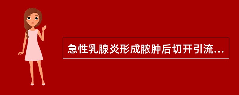 急性乳腺炎形成脓肿后切开引流，下列哪项不恰当？（　　）