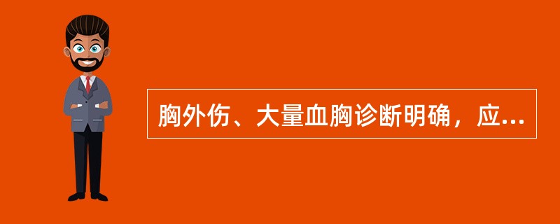 胸外伤、大量血胸诊断明确，应首先选择什么治疗措施？（　　）