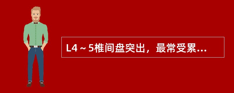 L4～5椎间盘突出，最常受累的神经根是（　　）。