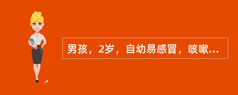 男孩，2岁，自幼易感冒，咳嗽一年来渐发现其胸部凹陷，突肚，呼吸增快，跑步后喘气。检查胸骨下段凹陷，气急，呼吸音粗。主要的检查是（　　）。