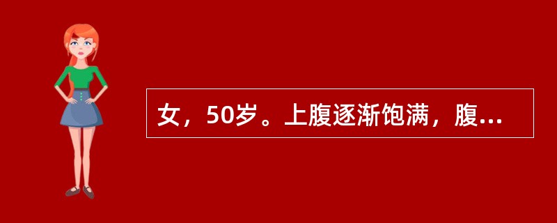 女，50岁。上腹逐渐饱满，腹胀1个月，2个月前曾患有“急性胰腺炎”。查体：体温37.0℃，呼吸22次/分，心率90次/分，血压110/80mmHg，上腹膨隆，可扪及半球形，光滑的肿物，无明显压痛。宜采
