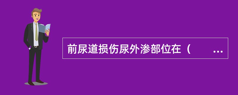 前尿道损伤尿外渗部位在（　　）。