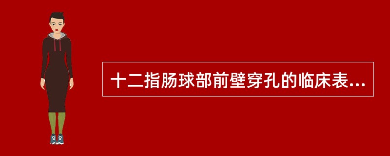 十二指肠球部前壁穿孔的临床表现除外（　　）。