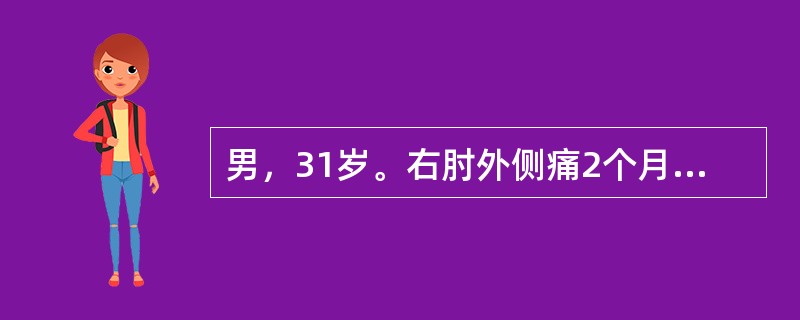 男，31岁。右肘外侧痛2个月。用力握拳或拧毛巾时疼痛加重，右肘外侧局限性压痛，Mills征阳性。诊断是（　　）。