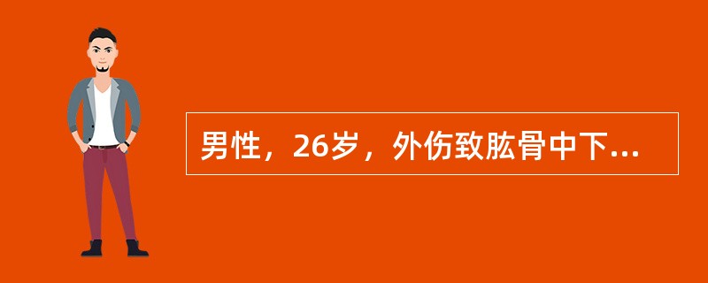 男性，26岁，外伤致肱骨中下1/3骨折，来院检查时发现有垂腕征，垂指畸形。该患者选择哪种治疗方法痛苦小，稳妥？（　　）