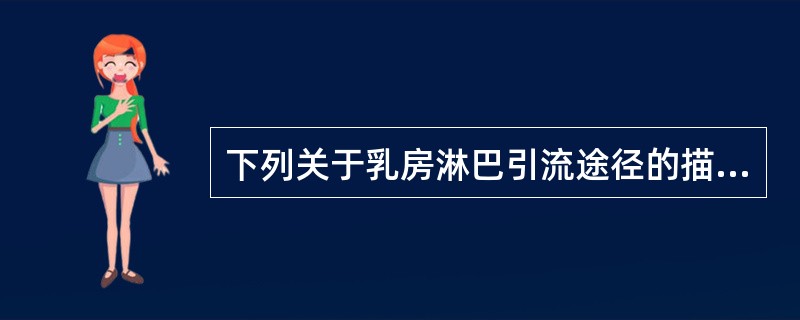 下列关于乳房淋巴引流途径的描述中，错误的是（　　）。