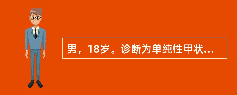 男，18岁。诊断为单纯性甲状腺肿，无其他症状，治疗应首先考虑（　　）。