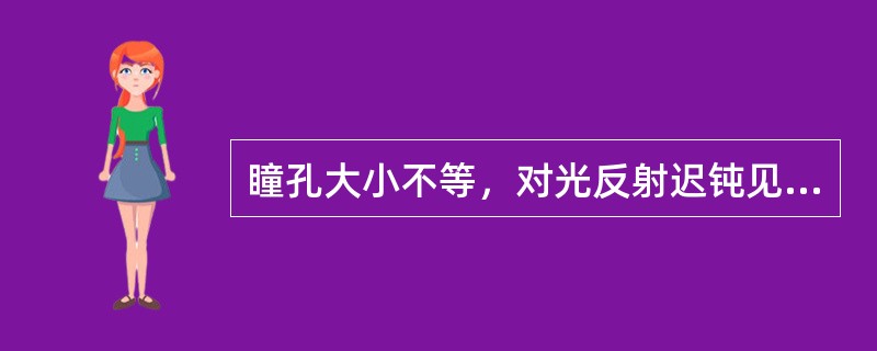 瞳孔大小不等，对光反射迟钝见于（　　）。