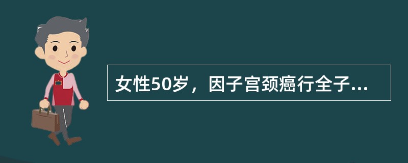 女性50岁，因子宫颈癌行全子宫切除，术后当日无尿。术中出血不多，术前肾功能正常。因此诊断最大的可能为（　　）。