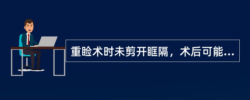 重睑术时未剪开眶隔，术后可能还会出现什么问题？（　　）