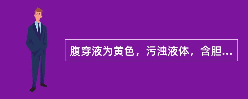 腹穿液为黄色，污浊液体，含胆汁，应考虑为（　　）。