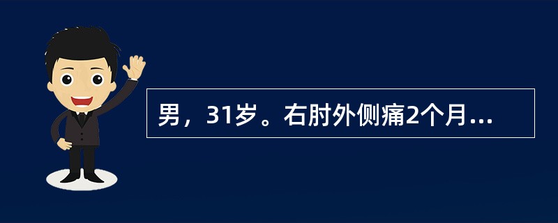 男，31岁。右肘外侧痛2个月。用力握拳或拧毛巾时疼痛加重，右肘外侧局限性压痛，Mills征阳性。诊断是（　　）。
