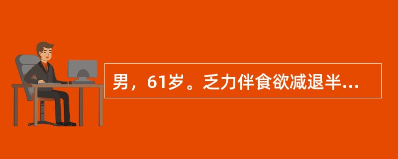 男，61岁。乏力伴食欲减退半年余。体重下降约11kg，间断出现黑便，突然呕吐暗红色血液，量约300ml。查体：上腹部饱满，轻压痛，肝脾未触及，移动性浊音（一－）。下列哪项检查最具有诊断意义？（　　）