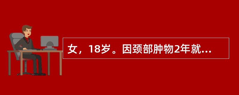 女，18岁。因颈部肿物2年就诊，无任何自觉症状。查体：脉搏88次/分，甲状腺双侧对称性肿大，质软，随吞咽活动。2年后患者再次就诊，述平卧时憋气，应建议患者接受的治疗是（　　）。