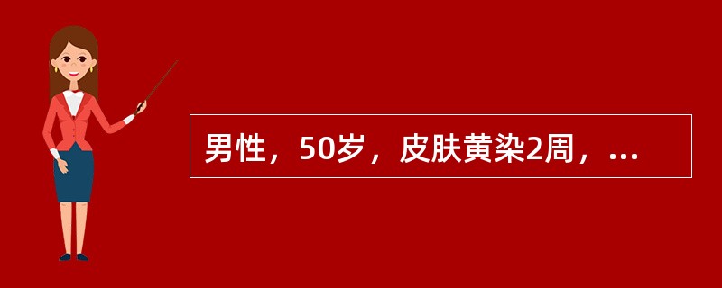 男性，50岁，皮肤黄染2周，伴有消化道症状，右上腹胀痛。体格检查：明显黄疸，腹水征（－），血糖正常。为了解黄疸性质，先做下列哪项检查有意义？（　　）。