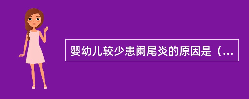 婴幼儿较少患阑尾炎的原因是（　　）。