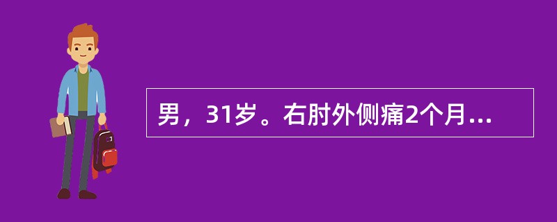 男，31岁。右肘外侧痛2个月。用力握拳或拧毛巾时疼痛加重，右肘外侧局限性压痛，Mills征阳性。诊断是（　　）。