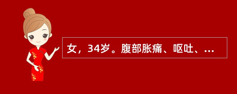 女，34岁。腹部胀痛、呕吐、停止排气排便6天，1年前曾行阑尾切除术，腹部立位平片示右下腹可见2个气液平面，应诊断为（　　）。