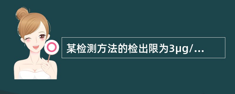某检测方法的检出限为3μg/ml,用20ml吸收液采集4L空气样品，取出10ml，进行测定，该法的最低检出浓度为