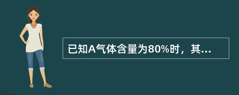 已知A气体含量为80%时，其峰高为100mm，现加入一个等体积待测样品，得到峰高为70mm，使用单点校正法可知该样品中A气体的体积百分含量是（　　）。