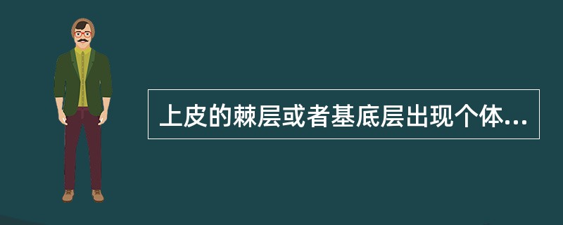 上皮的棘层或者基底层出现个体或者成群的细胞角化称为（　　）。