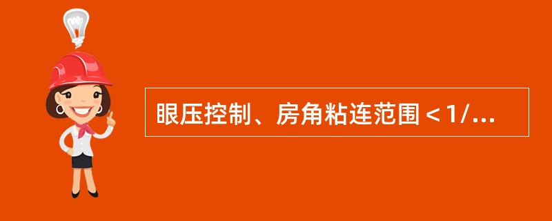 眼压控制、房角粘连范围＜1/3的急性闭角型青光眼（　　）。