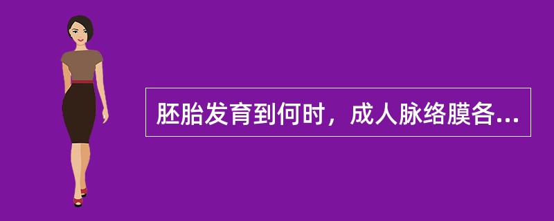 胚胎发育到何时，成人脉络膜各层结构可辨认？（　　）