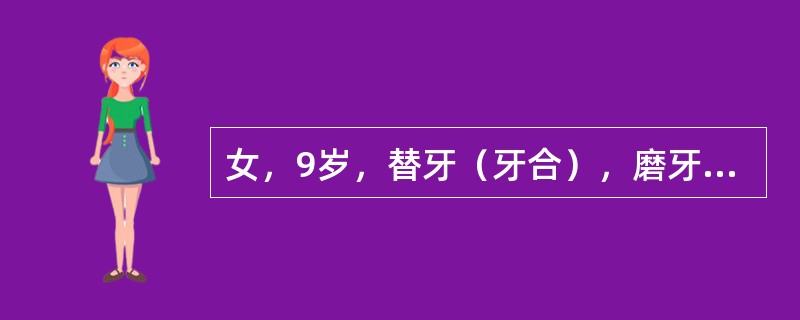 女，9岁，替牙（牙合），磨牙远中关系，上颌略前突，前牙Ⅲ度深覆盖，上前牙散隙，下颌后缩，下切牙舌倾，Ⅰ度拥挤。目前的矫治力来源主要是