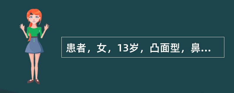 患者，女，13岁，凸面型，鼻唇角正常，面下1/3稍短，颏唇沟深。前牙Ⅲ度深覆颌，覆盖5mm，磨牙远中尖对尖关系，上颌拥挤6mm，下颌拥挤6.5mm若该患者资料显示不允许上前牙唇倾允许下前牙唇倾，治疗计