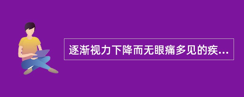 逐渐视力下降而无眼痛多见的疾病是（　　）。