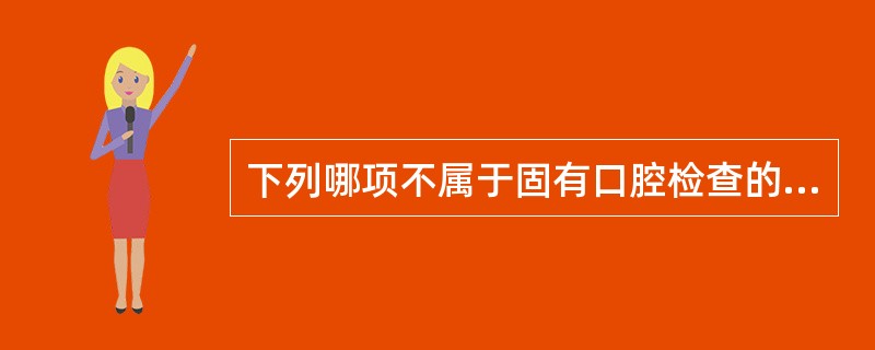 下列哪项不属于固有口腔检查的内容？（　　）