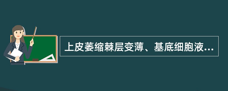 上皮萎缩棘层变薄、基底细胞液化变性的改变见于（　　）。