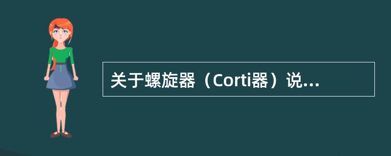 关于螺旋器（Corti器）说法错误的是（　　）。